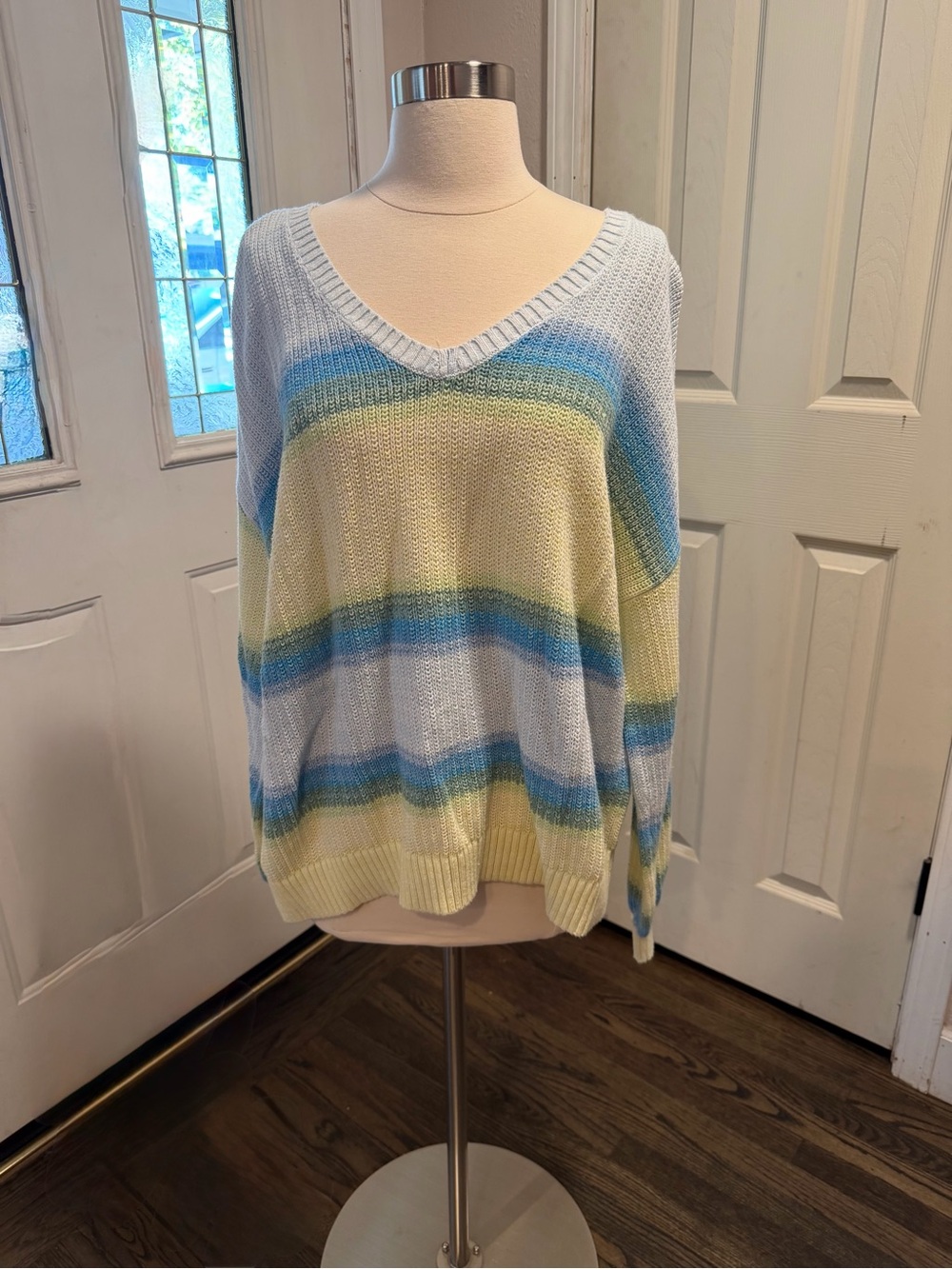 Loft Striped V-neck knit sweater